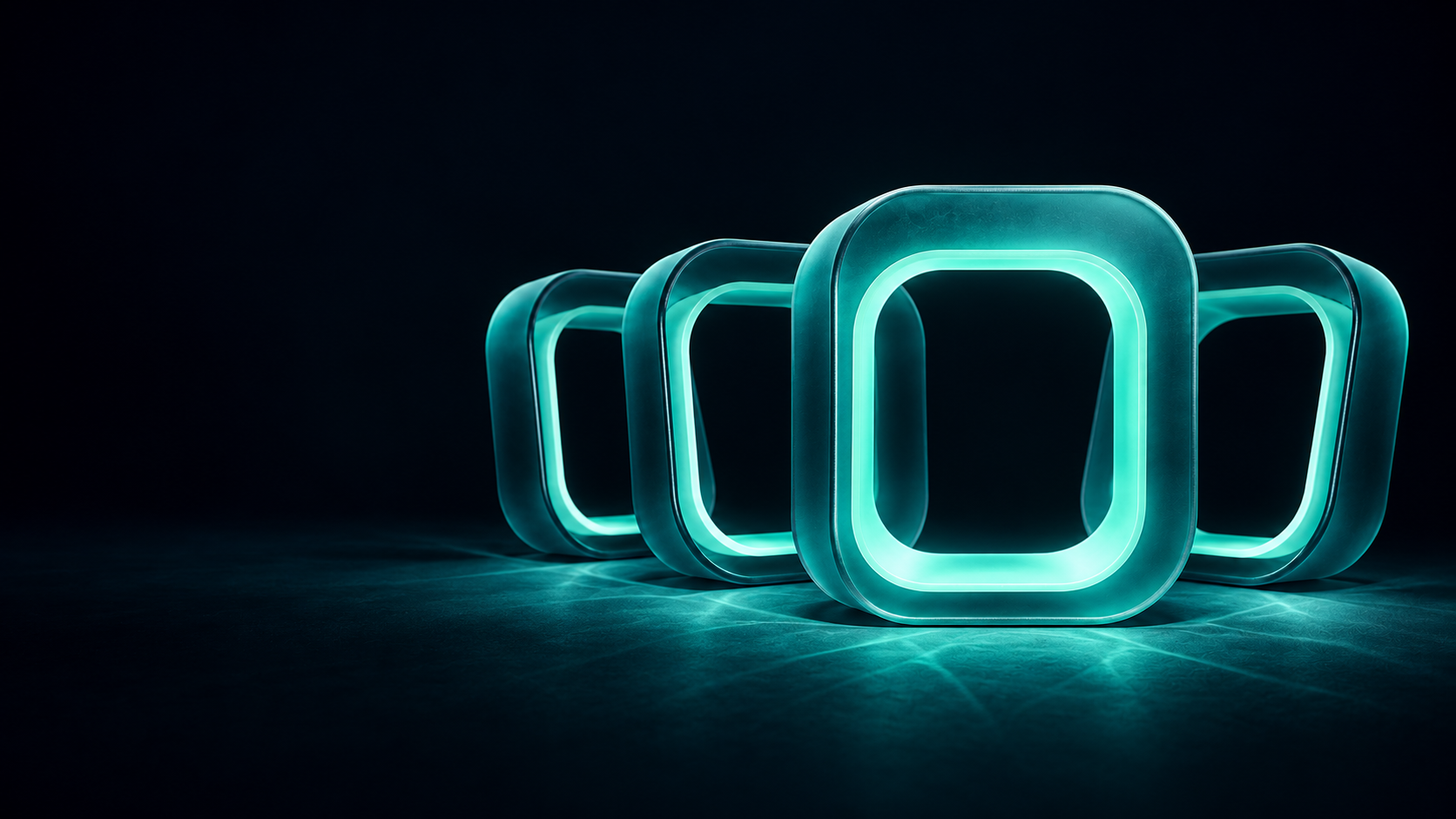Four thick translucent glass chambers, with one prepared chamber brought forward.